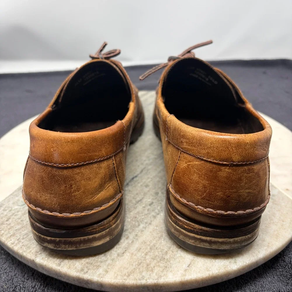 Polo Ralph Lauren Mens Brown Leather Boat Shoes Lug Sole Sz 10.5 Preppy Coastal